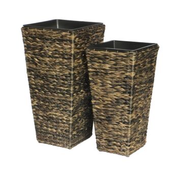 ΣΕΤ ΚΑΣΠΩ 2 ΤΕΜΑΧΙΑ POLY RATTAN FL21820 ΜΠΕΖ-ΚΑΦΕ ΧΡΩΜΑ 36x70εκ & 30x60εκ 1