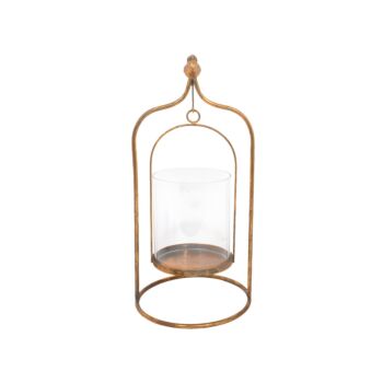 ΜΕΤΑΛΛΙΚΟ ΦΑΝΑΡΙ ΜΕ ΓΥΑΛΙ "BIRD" 41x20x13.5εκ 1