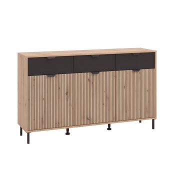 ΚΟΜΟΤΑ-ΜΠΟΥΦΕΣ MAYENNE 3K3F ARTISAN OAK-ΜΑΥΡΟ MAT 157x40x93εκ 1