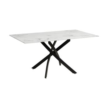 ΤΡΑΠΕΖΙ ΤΡΑΠΕΖΑΡΙΑΣ FL102 MARBLE ΜΕ ΜΑΥΡΑ ΜΕΤΑΛΛΙΚΑ ΠΟΔΙΑ 140x80x75εκ 1
