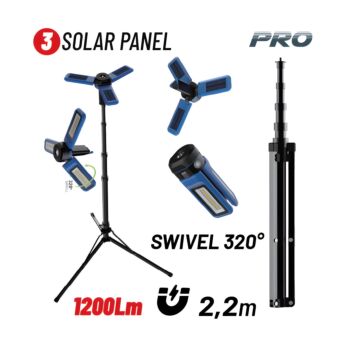 BORMANN Pro BPR6070 Φακός/Λάμπα Εργασίας Επαναφορτιζόμενος Led 1200Lm, με Ηλιακά Πάνελ 1