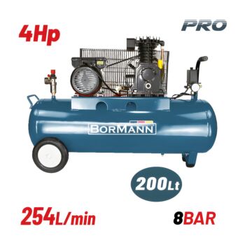 BORMANN BAT5018 Αεροσυμπιεστής Ιμάντα, 4hp,200L, 254L/min 1