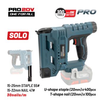 BORMANN Pro BBP3630 Καρφωτικό Μπαταρίας 20V για Καρφιά 15-25mm και Δίχαλα 15-32mm, SOLO 1