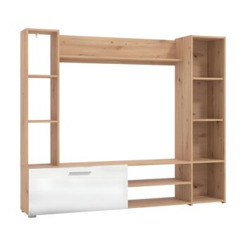 ΚΕΝΤΡΟ ΨΥΧΑΓΩΓΙΑΣ-ΣΥΝΘΕΣΗ MATARO ARTISAN OAK-ΛΕΥΚΟ 185x35x155εκ 1