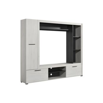 ΚΕΝΤΡΟ ΨΥΧΑΓΩΓΙΑΣ-ΣΥΝΘΕΣΗ LORCA WHITE OAK / ΜΑΥΡΟ 195.5x35x171.5εκ 1
