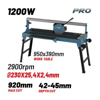 BORMANN Pro BTC3300 Κόφτης Πλακιδίων 1200W Υγράς Κοπής Φ230x25.4x2,4mm, Κοπή 920mm 1