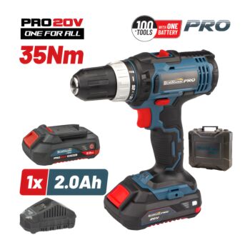BORMANN Pro BBP3000 Δραπανοκατσάβιδο Μπαταρίας 20V, 35Νm,Li-Ion,με 2 Ταχύτητες,1x2Ah & Βαλίτσα 1