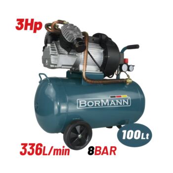BORMANN BAT5015 Αεροσυμπιεστής,Μονομπλόκ,Δικύλινδρος,3Hp,100L,336Lt/min 1
