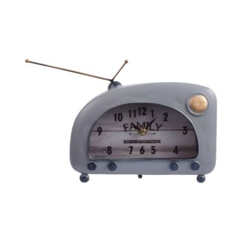 ΕΠΙΤΡΑΠΕΖΙΟ ΡΟΛΟΙ "Vintage Radio" ΜΕΤΑΛΛΙΚΟ ΣΙΕΛ ΧΡΩΜΑ 22x8x16εκ sls 1