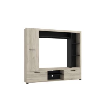 ΚΕΝΤΡΟ ΨΥΧΑΓΩΓΙΑΣ-ΣΥΝΘΕΣΗ LORCA GREY OAK / ΜΑΥΡΟ 195x35x171εκ 1
