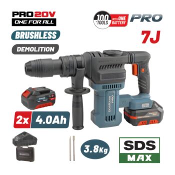 BORMANN Pro BBP5311X44CA Κατεδαφιστικό Πιστολέτο Μπαταρίας 20V,Brushless,2x4Ah, 7J,SDS-Max & Βαλίτσα 1