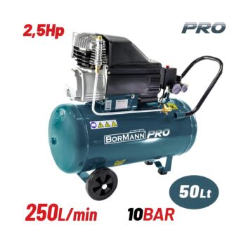 BORMANN Pro BAT5030 Αεροσυμπιεστής Μονομπλόκ, 2.5Hp,50L,250L/min 1