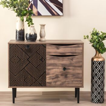ΚΟΜΟΤΑ "Home" ΜΑΥΡΟ ΜΕ GREY OAK 90x39.5x75εκ 1