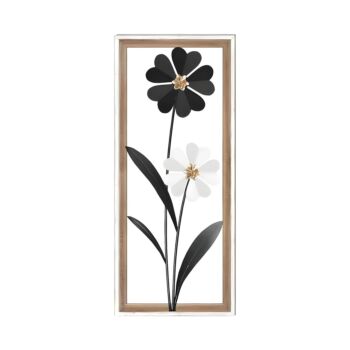 ΔΙΑΚΟΣΜΗΤΙΚΟ ΤΟΙΧΟΥ "Flower" ΜΕΤΑΛΛΟ-ΞΥΛΟ ΜΑΥΡΟ-ΛΕΥΚΟ 30.5x3x71.10εκ sls 1