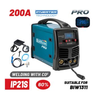 BORMANN Pro BIW1310 Ηλεκτροκόλληση MIG/MMA 200A,Gas/Νο Gas,1/3/5Kg (0,6-1mm) 1