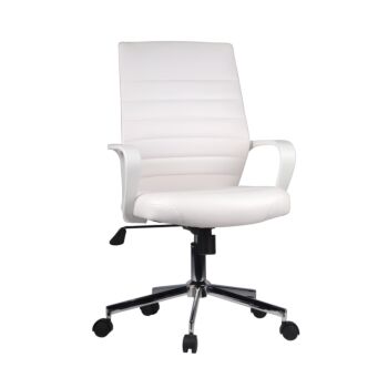 ΚΑΡΕΚΛΑ ΓΡΑΦΕΙΟΥ ΛΕΥΚΗ ΔΕΡΜΑΤΙΝΗ 5568L 57x60x92.5/100εκ 1