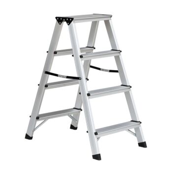 BORMANN Pro BHL9035 Σκάλα Αλουμινίου 2x4 Αντιολισθητικά Σκαλιά & Ιμάντες Ασφαλείας 1