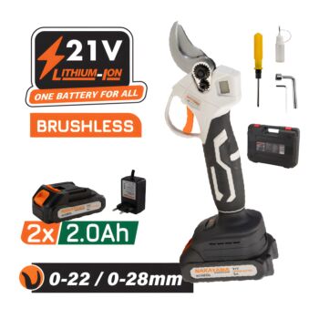 NAKAYAMA EC1250 Ψαλίδι Κλάδου Μπαταρίας 21V,Brushless,0-22/28mm, 0.74kg 2x2Ah Li-Ion, Βαλίτσα 1