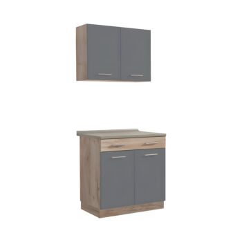 ΚΟΥΖΙΝΑ DALILA 80 GREY OAK / ΓΚΡΙ 80x51,5x206,5εκ 1