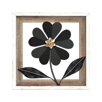 ΔΙΑΚΟΣΜΗΤΙΚΟ ΤΟΙΧΟΥ "Flower" ΜΕΤΑΛΛΟ-ΞΥΛΟ ΜΑΥΡΟ-ΛΕΥΚΟ 30.5x3x30.5εκ sls 1