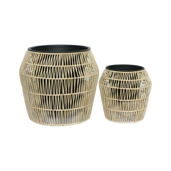 ΣΕΤ ΚΑΣΠΩ 2 ΤΕΜΑΧΙΑ POLY RATTAN FL22157 ΦΥΣΙΚΟ ΧΡΩΜΑ 42x38εκ & 28x28εκ 1