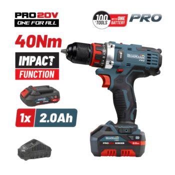 BORMANN Pro BBP5446X2 Δραπαν/βιδο Κρουστικό 20V, 1x2Ah, Li-Ion, 40Nm, 2 Ταχύτητες 1
