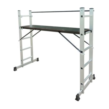 BORMANN Pro BHL9090 Πολυμορφική Σκαλωσιά Αλουμινίου 3 Σε 1,5+5 Σκαλιά Με Μπάρα Σταθεροποίησης 1