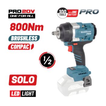 BORMANN Pro BBP5385 Μπουλονόκλειδο, Brushless Mπαταρίας 20V, Li-Ion, 800Nm,0-1400/1900/2400rpm,SOLO 1