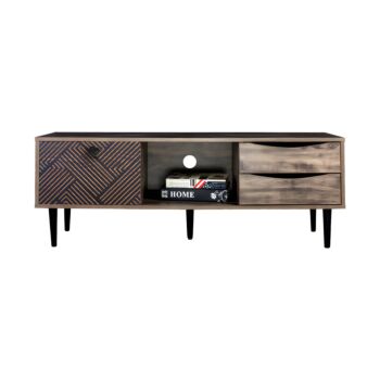 ΕΠΙΠΛΟ ΤΗΛΕΟΡΑΣΗΣ "Home" ΜΑΥΡΟ ΜΕ GREY OAK 120x40x45εκ 1