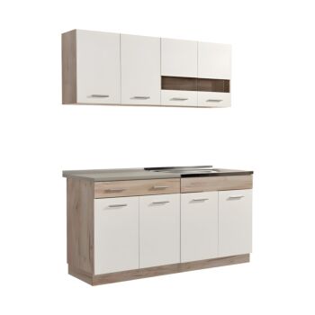 ΚΟΥΖΙΝΑ DALILA 160 GREY OAK / ΛΕΥΚΟ 160x51,5x206,5εκ 1
