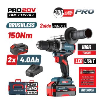 ΒΟRMANN Pro BBP5406X44CA Δραπανοκατσάβιδο Κρουστικό,Compact,Brushless Μπαταρίας 20V,Li-Ion,2x4Ah 1