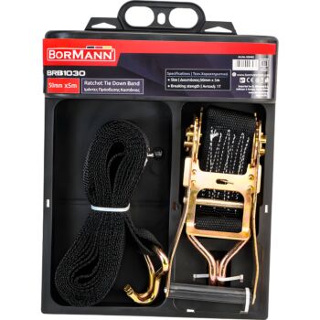 BORMANN Pro BRB1030 Ιμάντες Πρόσδεσης Καστάνιας 50mm x 5m,Αντοχή 1Ton 1