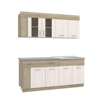 ΚΟΥΖΙΝΑ LEONA 180 GREY OAK/WHITE OAK 180x60/30x200εκ 1