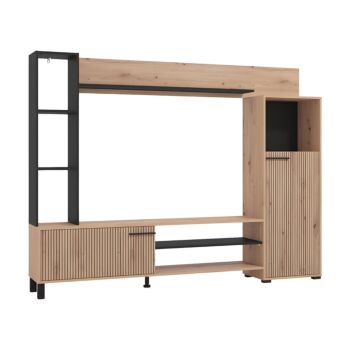 ΚΕΝΤΡΟ ΨΥΧΑΓΩΓΙΑΣ-ΣΥΝΘΕΣΗ RETIMNO ARTISAN OAK-ARTISAN OAK ΜΕ ΜΑΥΡΕΣ ΓΡΑΜΜΕΣ-ΜΑΥΡΟ 208x33x158εκ 1