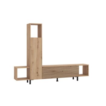 ΚΕΝΤΡΟ ΨΥΧΑΓΩΓΙΑΣ-ΣΥΝΘΕΣΗ ANDROS ARTISAN OAK-ARTISAN OAK ΜΕ ΜΑΥΡΕΣ ΓΡΑΜΜΕΣ 184x30x138εκ 1