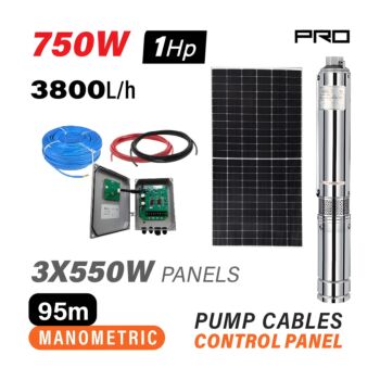 NAKAYAMA Pro NP2230 Αντλία Νερού με Φωτοβολταικό 96V,750W,Μέγιστο Μανομετρικό 95m,Σετ 3 Πάνελ 1650W 1