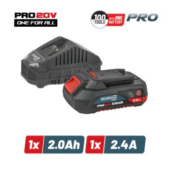 BORMANN Pro BBP9920 Starter Kit 20V, Mπαταρία 2.0Ah & Φορτιστής 2.4Α 1