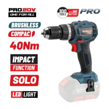 BORMANN Pro BBP5143 Δραπανοκατσάβιδο Κρουστικό Compact, Brushless Μπαταρίας 20VLi-Ion, 2ταχ. SOLO 1