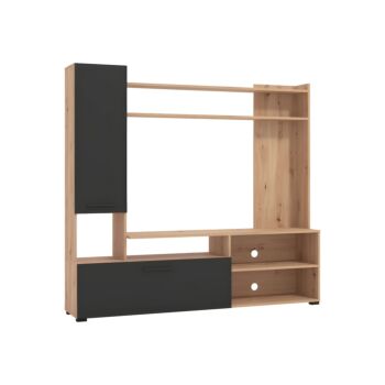 ΚΕΝΤΡΟ ΨΥΧΑΓΩΓΙΑΣ-ΣΥΝΘΕΣΗ BRAGA ARTISAN OAK-ΜΑΥΡΟ 168x35x157εκ 1