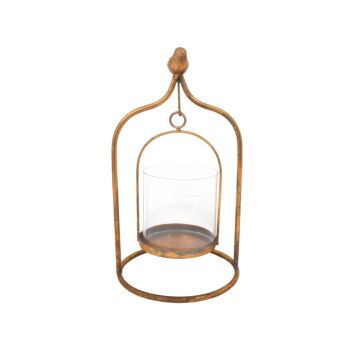 ΜΕΤΑΛΛΙΚΟ ΦΑΝΑΡΙ ΜΕ ΓΥΑΛΙ "BIRD" 31x17x11εκ 1