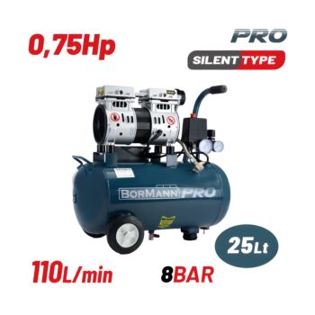 BORMANN Pro BAT5080 Αεροσυμπιεστής Μονομπλόκ, Oil free, Silent,Brushless, 0.75Hp,25L,110L/min 1