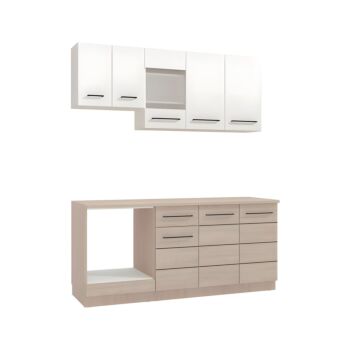 ΣΥΝΘΕΣΗ ΚΟΥΖΙΝΑΣ SAVONA 180 GREY OAK/ΛΕΥΚΟ 180x57x200εκ 1