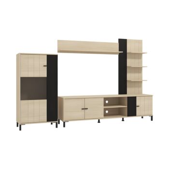 ΚΕΝΤΡΟ ΨΥΧΑΓΩΓΙΑΣ-ΣΥΝΘΕΣΗ CAMARGUE OAK-BLACK OAK 263x40x167εκ 1