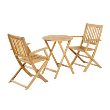 ΣΕΤ BISTRO 3 ΤΕΜ ΞΥΛΟ ΑΚΑΚΙΑΣ FL921 ΚΑΡΥΔΙ ΣΚΕΛΕΤΟΣ 60x60x75εκ 1