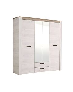 ΝΤΟΥΛΑΠΑ KENT 4K2F2O GREY OAK/WHITE OAK 199x56x207cm