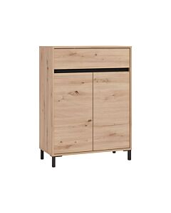 ΠΑΠΟΥΤΣΟΘΗΚΗ FLANNAN 2K1F2V ARTISAN OAK/ΜΑΥΡΟ MATT ΧΡΩΜΑ 80x40x110cm