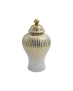 ΚΕΡΑΜΙΚΟ ΒΑΖΟ FL971 ΛΕΥΚΟ-ΧΡΥΣΟ ΧΡΩΜΑ 16x30cm