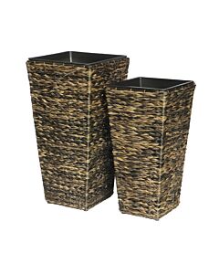 ΣΕΤ ΚΑΣΠΩ 2 ΤΕΜΑΧΙΑ POLY RATTAN FL21820 ΜΠΕΖ-ΚΑΦΕ ΧΡΩΜΑ & 30x60cm 36x70cm