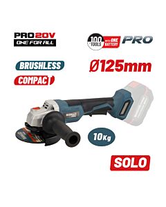 BORMANN PRO BBP5133 ΓΩΝΙΑΚΟΣ ΤΡΟΧΟΣ COMPACT, BRUSHLESS, ΜΠΑΤΑΡΙΑΣ 20V, LI-ION, Φ125MM, 8500RPM-SOLO