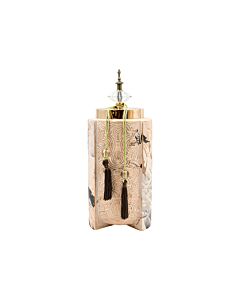 ΚΕΡΑΜΙΚΟ ΒΑΖΟ ΜΕ ΚΑΠΑΚΙ FL2409 ΜΠΕΖ-ΧΡΥΣΟ 14x38cm